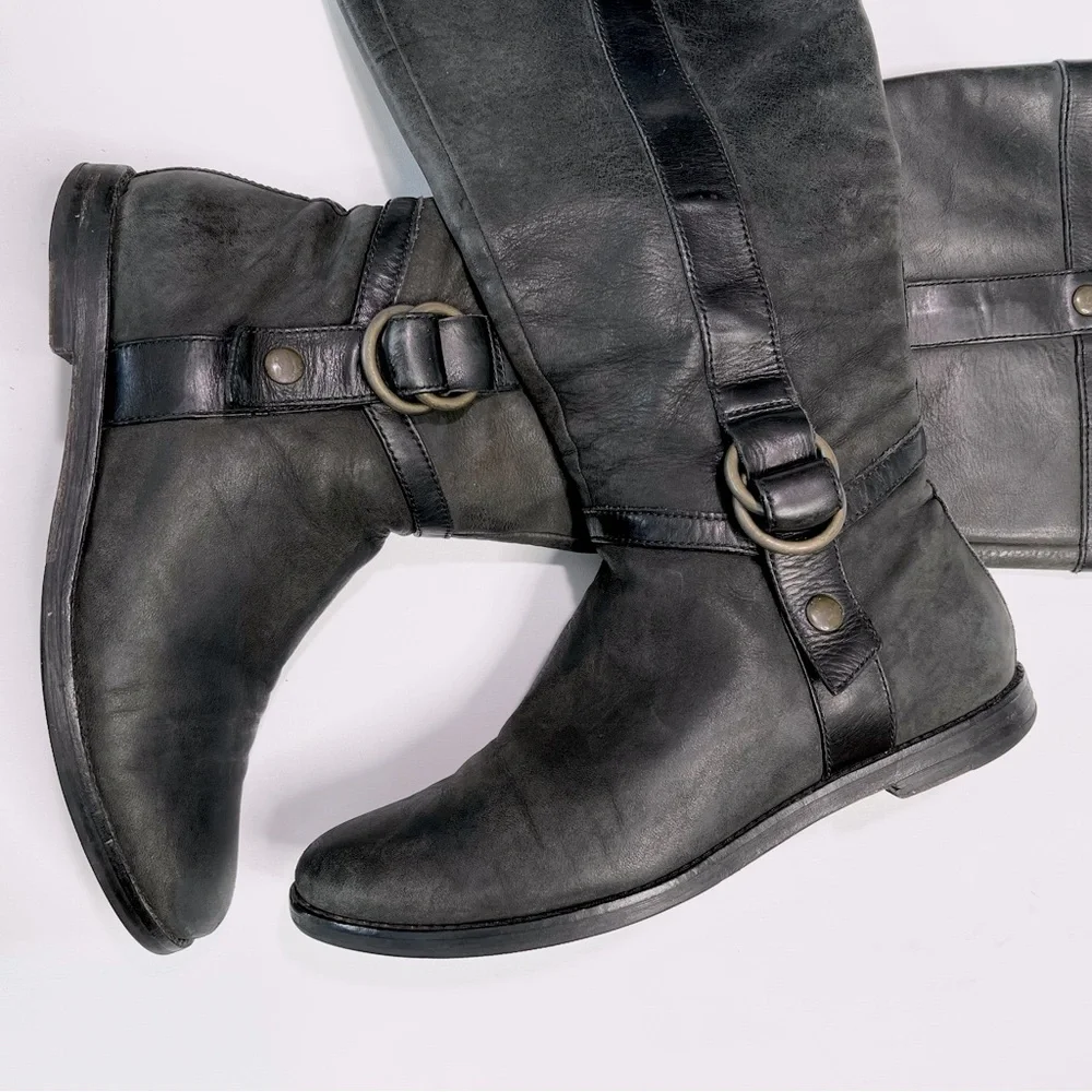 Cole Haan x Nike Air Liberty Distressed Leather Riding Boots - Picture 3 of 8